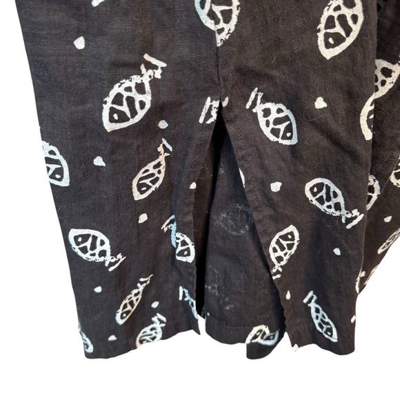 Soft As a Grape Cape Cod Tropical Fish 100% Linen Black Maxi Dress XL D16 - Picture 6 of 10